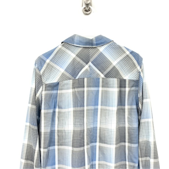 LL Bean Men Size Small Shirt Button Down Top Blue Gray Checkered Plaid Flannel - Picture 5 of 7
